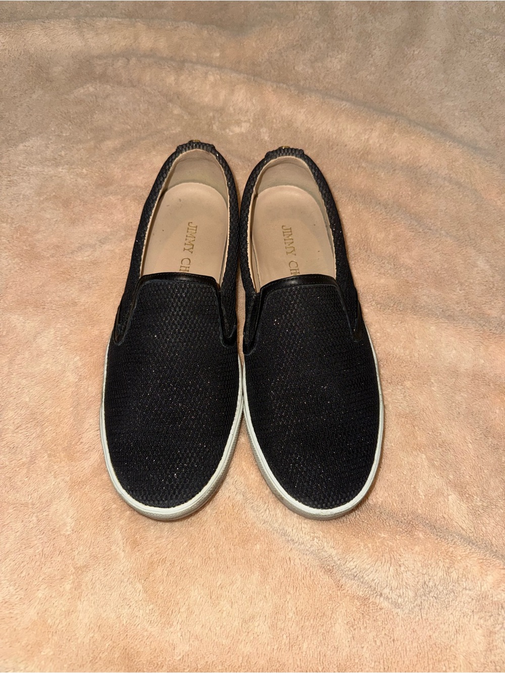 Jimmy Choo Black Slip-On Loafers with White Sole